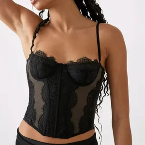 Urban Outfitters Corset Tank Top lace sheer womens Black (medium) modern love thumbnail 1