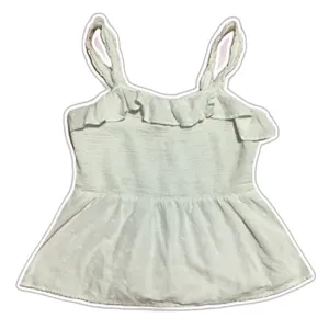 Old Navy White Tiered Eyelet Lace Summer Fairycore Ruffle Milkmaid Blouse‎ L thumbnail 1