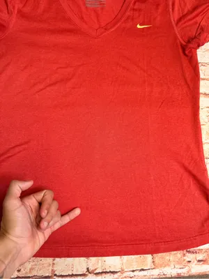 Nike Dri-Fit Orange/ Red loose fit V-Neck Workout Tee Shirt thumbnail 3