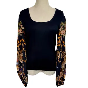 Anthropologie Blank London Bl-nk Bl^nk Printed-Sleeve Sweater Top thumbnail 5