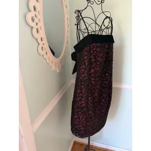 Vtg dress size 10 burnout velvet whimsigoth dark‎ romantic vamp Red Black Hoco thumbnail 4