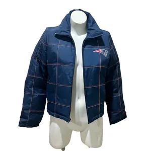 New England Patriots Women's Blue Puffer Jacket Standard M NFL Embroidered Logo thumbnail 3