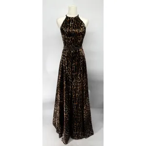 Sherri Hill 53301 Animal Print‎ Satin Halter Gown NWT Size 0 High Slit thumbnail 5
