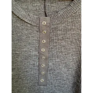 Zenana Women's Charcoal Gray Ribbed Henley Tank Top Snap Button Size Small thumbnail 5