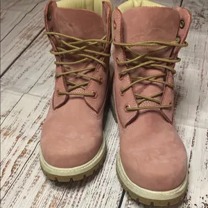 Timberland Pink leather combat boots Size 6 thumbnail 4