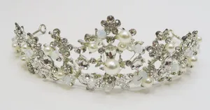 Wedding Tiara - Azazie Avenetian Rhinestone and Pearl Tiara thumbnail 1