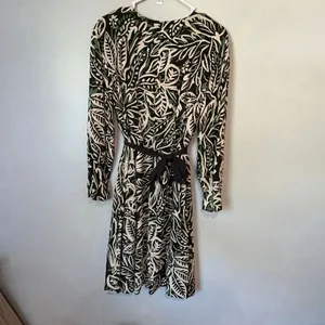 Maggy London Long Sleeve Knee Length Leaf Print Abstract Print Dress Sz 12 #900 thumbnail 8