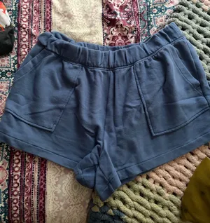 aerie Blue High-Waist Pull-On Lounge Shorts thumbnail 1