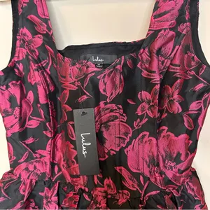 Lulus Posh Invite Black Floral Jacquard Square Neck Corset Mini Dress NWT Medium thumbnail 11