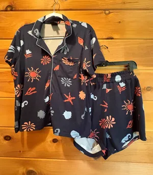 Bobeau Ellie Sleep & Lounge Notch Collar Top and Short PJ Set size Large thumbnail 1