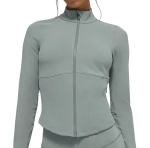 Alo Yoga Airbrush Corset Full Zip Jacket Lunar Grey XS thumbnail 1