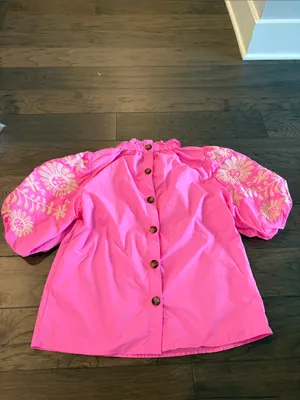 New With Tags THML Embroidered Puff Sleeve Top Sz S thumbnail 8