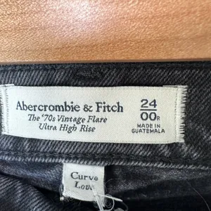 Abercrombie & Fitch 70s Vintage Flare Jeans 24/00R Black Ultra High Rise Curve thumbnail 3