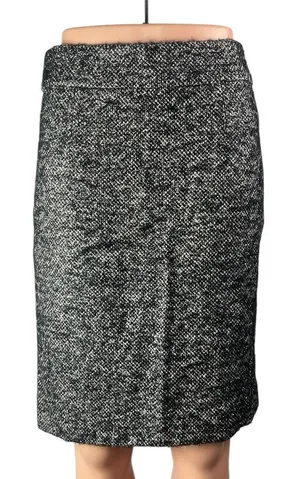 J.Crew Women Gray Wool Zip High Waisted Tweed Straight Pencil Mini Skirt Size 0 thumbnail 1