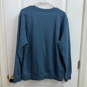 Just Hoods dark blue fleece lined crewneck Boy Mom sweatshirt casual cozy large thumbnail 6