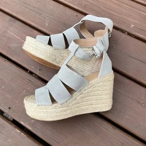 Marc Fisher Womens Mladore Leather Espadrille Platform Wedge Sandals thumbnail 1
