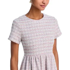 Aqua Rainbow Tweed Mini Dress Womens Small Pink‎ Multi Preppy Classic Feminine thumbnail 2