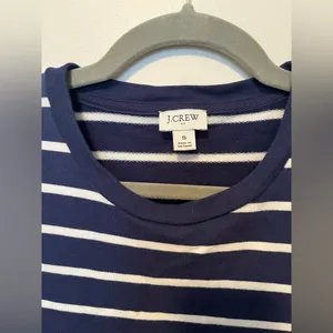 J Crew Navy and White Striped Long Sleeve Tee with Ruffle thumbnail 2
