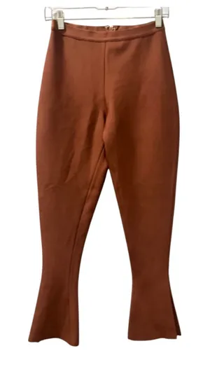 House of CB Tan Thick Knit High Rise Pintuck Flare Dress Pants Size Medium thumbnail 1