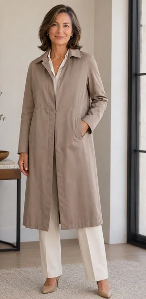 Sanyo‎ New York Beige Trench Lightweight Over Coat Hooded Pockets Womens Medium? thumbnail 1