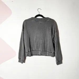 Aerie Oversized Crewneck Sweatshirt Medium Gray Distressed thumbnail 2