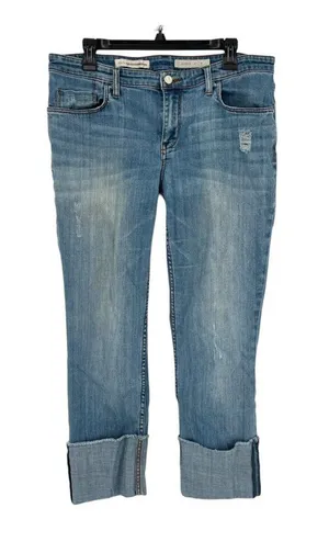Pilcro Hyphen Cuffed Distressed Cropped Blue Jeans Size 31 Boho Festival Chic thumbnail 1