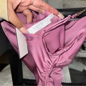 ASTR The Label Trista Satin Mini Dress in Mauve Pink with Gold Chain Straps thumbnail 10