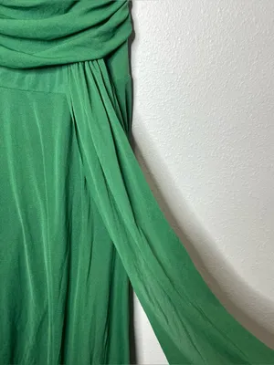 Vintage Carabella Collection Green Strapless Drop Waist Draped Midi Dress thumbnail 6
