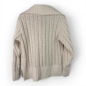 Aerie Cable Knit Chenille Sweater Womens XXS Cream Ivory Quarter Zip Pullover thumbnail 2