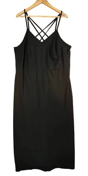 Market & Spruce‎ Women’s Black Alisha Soft Jersey Strappy Long Maxi Dress 2X thumbnail 1
