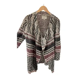 Lucky Brand Open Front Cardigan Sweater Knit‎ Bohemian Style Striped thumbnail 3