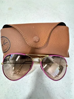 Ray Ban Aviator Full Color Pink & Gold 58mm thumbnail 2