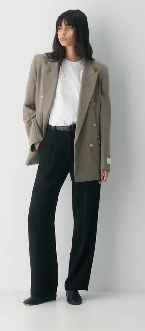 Aritzia Black Wide-Leg Low Rise, Length- Full Trousers Size 0 thumbnail 1