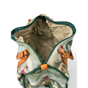 Vintage 90's Golf Golfer Tapestry Leather Small Duffle Bag w/ Matching Pouch thumbnail 2