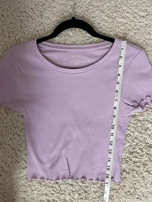 Aeropostale Lilac Ribbed Crop Tee thumbnail 4