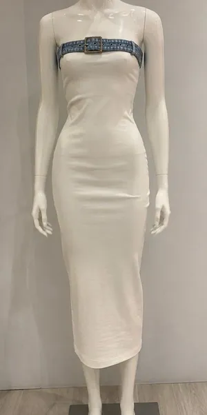 LU♥NYC White Strapless Bodycon Midi Dress L thumbnail 1