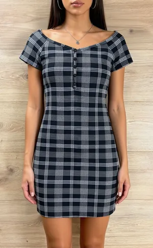 Popular 21 90s Grunge Goth Plaid Super Mini Bodycon Dress thumbnail 1