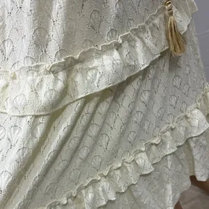 KATE & LILY Elegant Cream Lace Boho Midi Dress Sleeveless Ruffle Sz Medium thumbnail 10