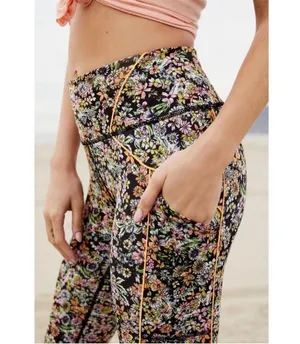 Free People Movement Eden Floral Leggings in Black Multi Size Small thumbnail 2
