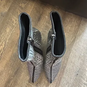 Jolimall Black Rhinestone‎ Mirror Studded Pointed Toe Stiletto Ankle Boots 8 thumbnail 3