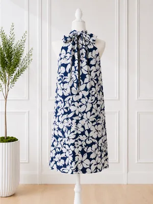 J. Crew Navy and White Floral Halter Dress NWT thumbnail 4