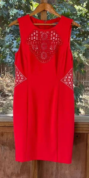 Antonio Melani Women's Poppy Red Sleeveless Sheath Dress Size 8 thumbnail 1