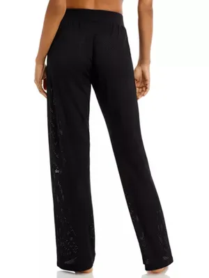 ALO Yoga All Star Wide Leg Mesh Sheer Athleisure Pants in Black RARE Sz. Small thumbnail 3
