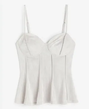 Divided Women's Cream Corset Bustier Top L thumbnail 1