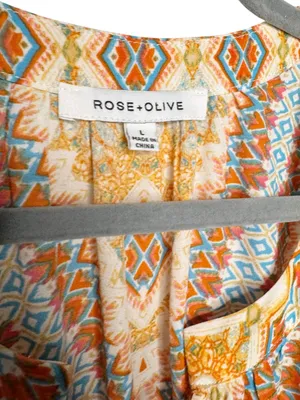 Rose + Olive Halter Boho Southwestern Print Top Size L thumbnail 4