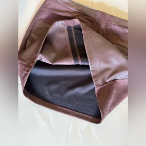 Marc New York Burgundy Velvet Faux Leather mini Skirt XL polyester spandex thumbnail 10