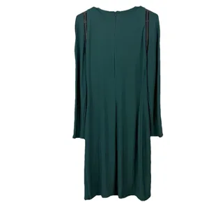 Ralph Lauren Dark‎ Green Jonni Faux Leather Trim Ruched Sheath Dress Size 16 thumbnail 4