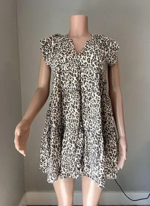 Thml Smock Baby Doll Cheetah Leopard Summer Size Small Dress With Pockets #93 thumbnail 1