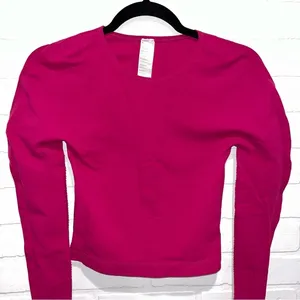 Fabletics Corey SculptKnit® Long-Sleeve Top in Very Berry Size Small thumbnail 10