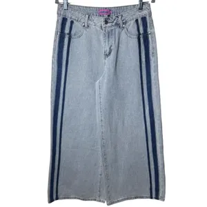 NEW Edikted Side Stripe Low Rise Wide Leg Washed Jeans Capsule Skater Grunge‎ S thumbnail 2